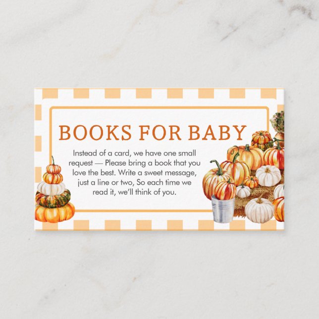 Carte D'accompagnement Livres de Baby shower Citrouille à croissance loca (Devant)