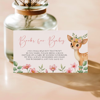 Carte D'accompagnement Livres De Baby shower De Cerfs De Bois Pour Bébé
