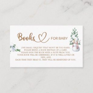 Carte D'accompagnement Livres de Baby shower d'hiver pour bébé
