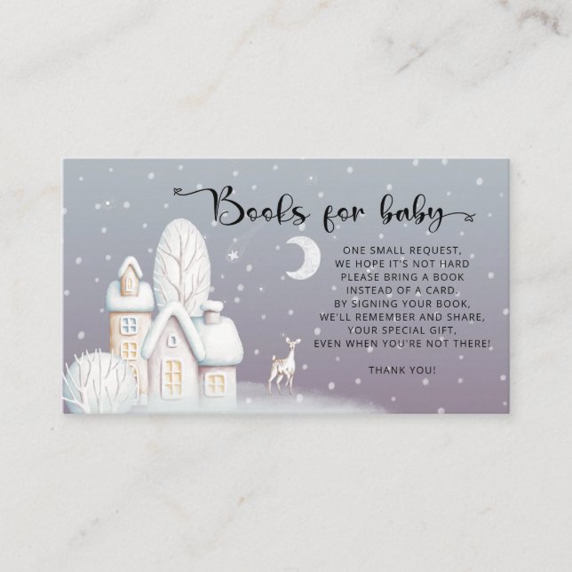 Carte D'accompagnement Livres de Baby shower d'hiver pour bébé Boîtier (Devant)