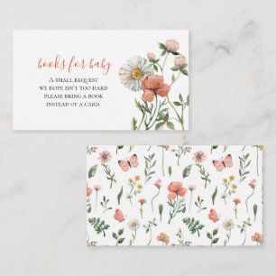 Carte D'accompagnement Livres de Baby Shower Fleur Sauvage pour bébé Encl