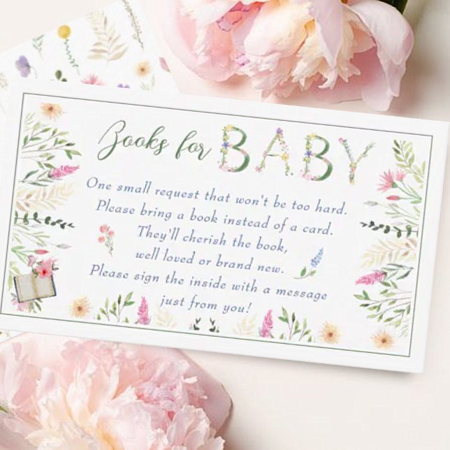 Carte D'accompagnement Livres de Baby shower Floral Alphabet pour bébé (Créateur téléchargé)