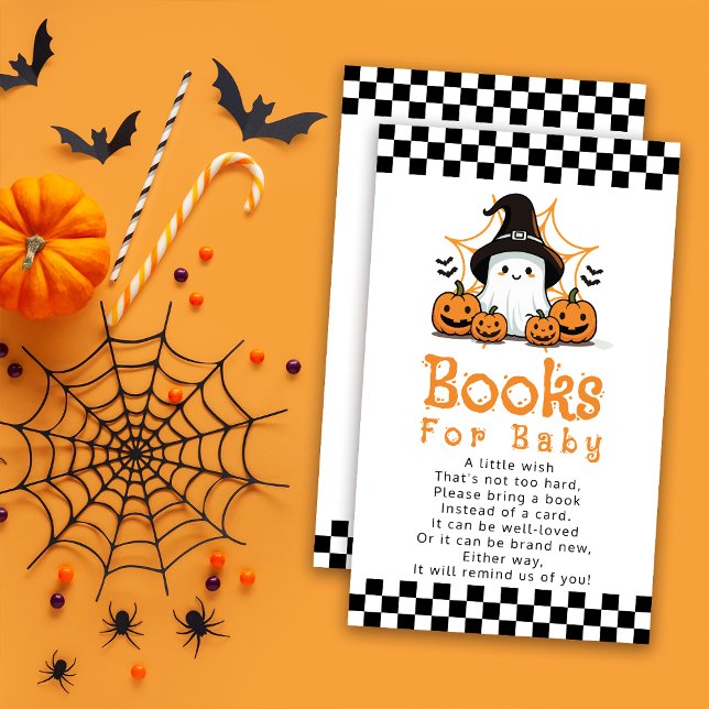 Carte D'accompagnement Livres de Baby shower Halloween Ghost pour bébé (Créateur téléchargé)