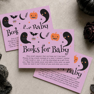 Carte D'accompagnement Livres de Baby Shower Halloween Violet pour Bébé