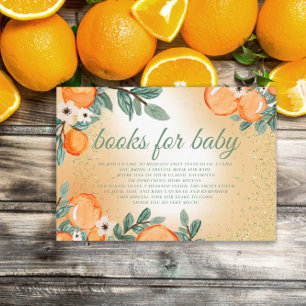 Carte D'accompagnement Livres de Baby Shower Little Cutie Orange Green