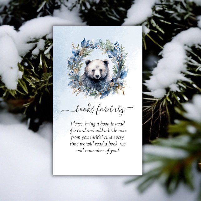 Carte D'accompagnement Livres de Baby shower pour bébé (Winter Bear Baby Shower Books for Baby Enclosure Card)