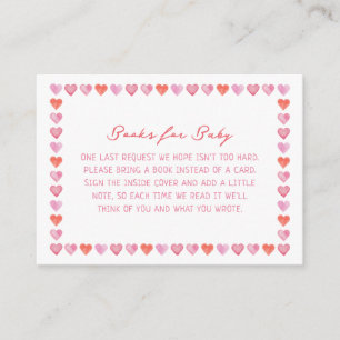 Carte D'accompagnement Livres de Baby Shower pour Bébé à Coeurs Fantaisis