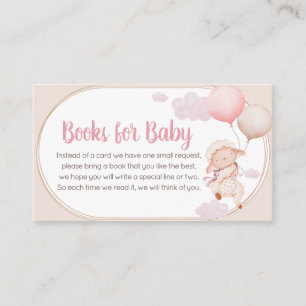 Carte D'accompagnement Livres de Baby Shower pour Bébé Agneau Rose