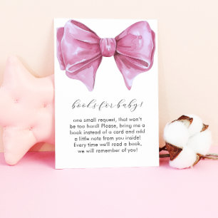 Carte D'accompagnement Livres de Baby shower pour bébé avec Bow rose Girl