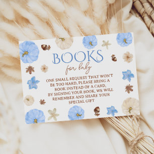 Carte D'accompagnement Livres de Baby Shower pour bébé citrouilles bleues