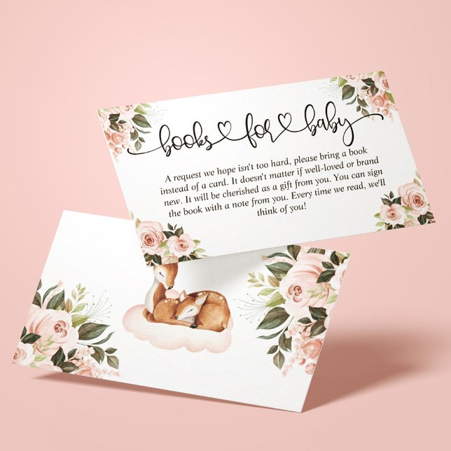 Carte D'accompagnement Livres de baby shower pour bébé Floral Aquarelle C (Créateur téléchargé)