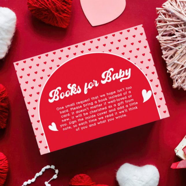 Carte D'accompagnement Livres de Baby shower Red Pink Valentines pour béb (Créateur téléchargé)