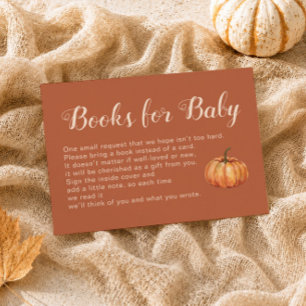 Carte D'accompagnement Livres de Baby Shower Terracotta Pumpkin pour Bébé