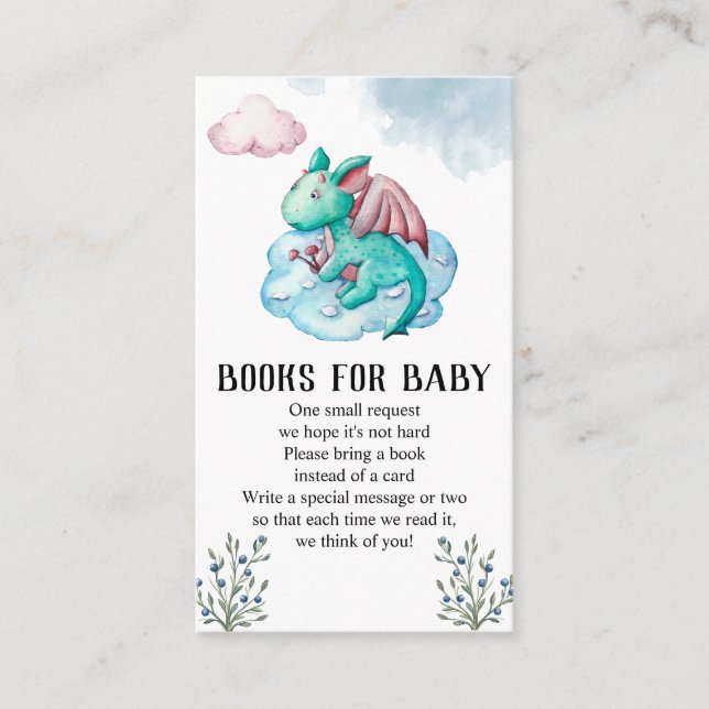 Carte D'accompagnement Livres De Baby shower Turquoise Dragon Pour Bébé (Devant)