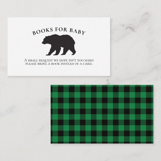 Carte D'accompagnement Livres de Baby shower vert pour bébé (Devant / Derrière)
