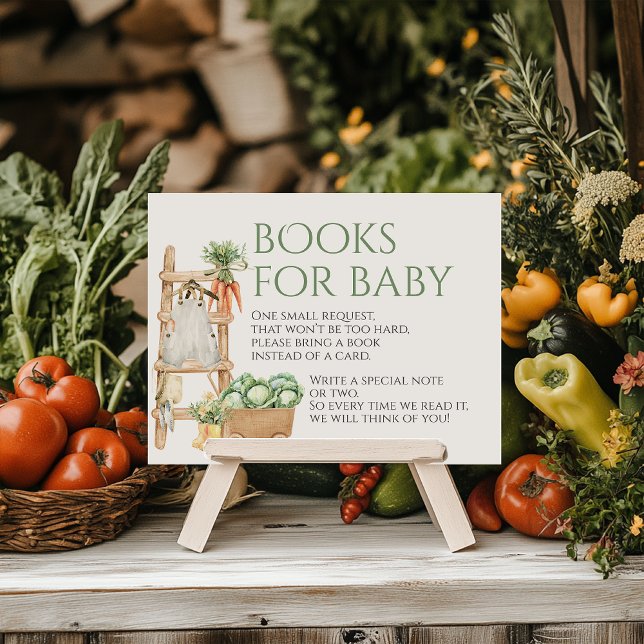 Carte D'accompagnement Livres de Baby showers rustiques de ferme cultivés (Créateur téléchargé)