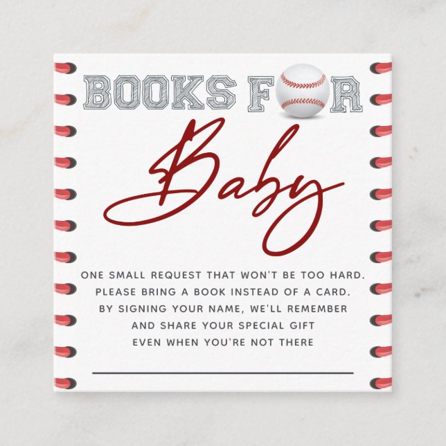 Carte D'accompagnement Livres De Baseball Pour Bébé (Devant)