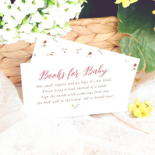 Carte D'accompagnement Livres de bébé Fleur sauvage rose pour la Baby Sho