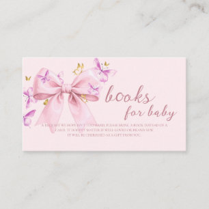Carte D'accompagnement Livres de bébé pour Baby Shower Papillon Rose pour