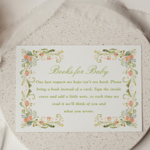 Carte D'accompagnement Livres de bébé pour Baby Shower sur les fleurs pri