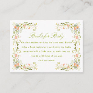 Carte D'accompagnement Livres de bébé pour Baby Shower sur les fleurs pri