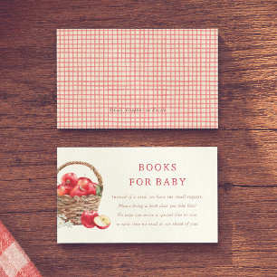 Carte D'accompagnement Livres de bébé pour la Baby Shower Apple Red Gingh