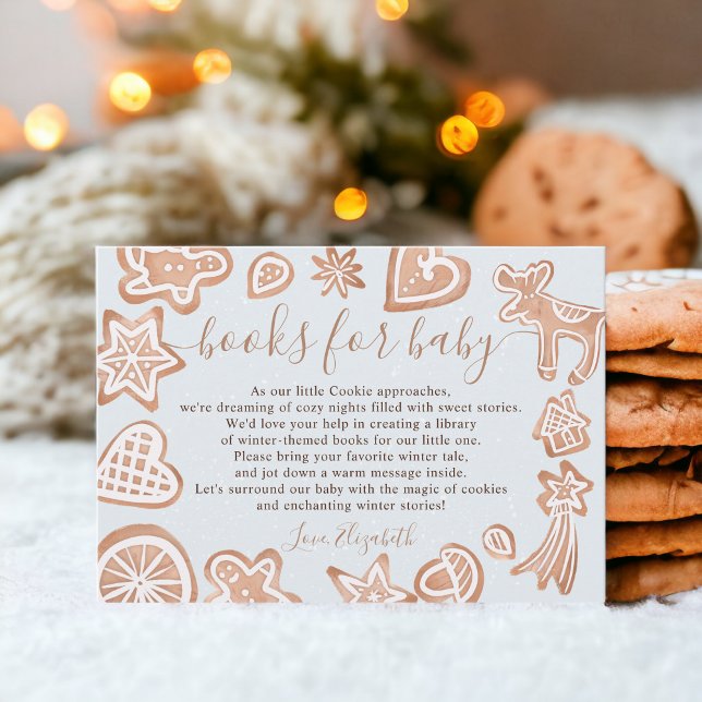 Carte D'accompagnement Livres de biscuits de Noël pour baby shower (Cute winter Christmas cookie books for baby shower Enclosure Card)