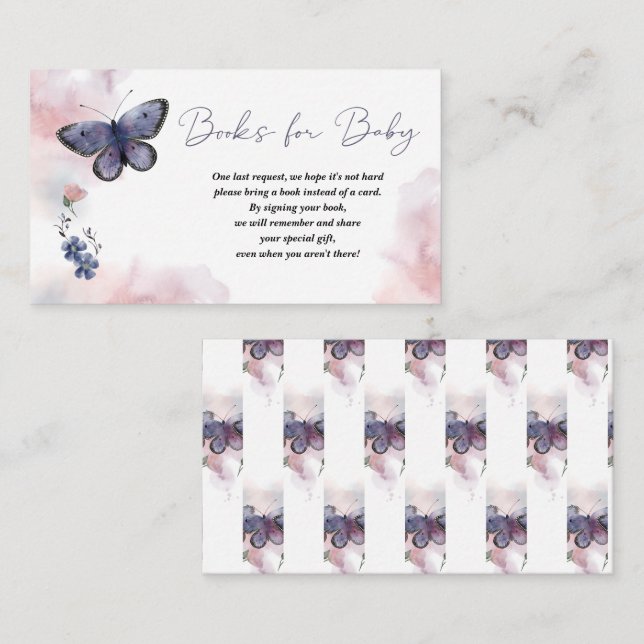 Carte D'accompagnement Livres de demande de carnet de papillons pour Baby (Devant / Derrière)