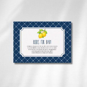 Carte D'accompagnement Livres de diamant bleu marine Lemon Bow pour bébé 