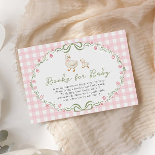 Carte D'accompagnement Livres de douche de bébé fille rose Silly Goose po