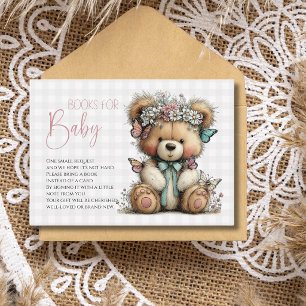 Carte D'accompagnement Livres de douche pour bébé Grey Plaid Teddy Flora