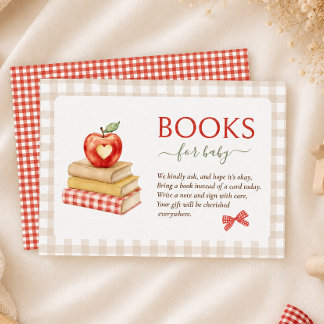 Carte D'accompagnement Livres de douche pour bébé thème pomme rouge à car