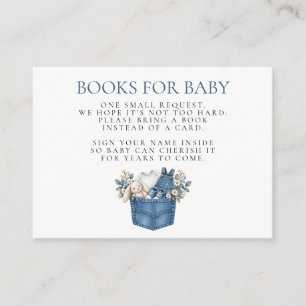 Carte D'accompagnement Livres de Fête de Naissance Bébé Jean Bleu en Deni