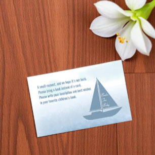 Carte D'accompagnement Livres de Fête de Naissance de Bébé Garçon Bleu Vo