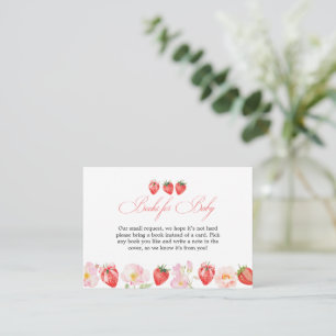 Carte D'accompagnement Livres de Fête de Naissance Fleuris Rose Fraise po