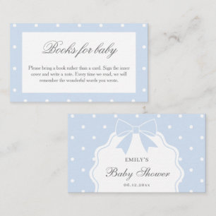 Carte D'accompagnement Livres de fête prénatale pour bébé à pois et à nœu