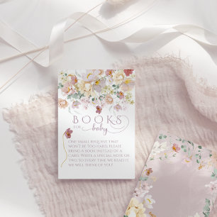 Carte D'accompagnement Livres de fête prénatale pour bébé fille aux fleur
