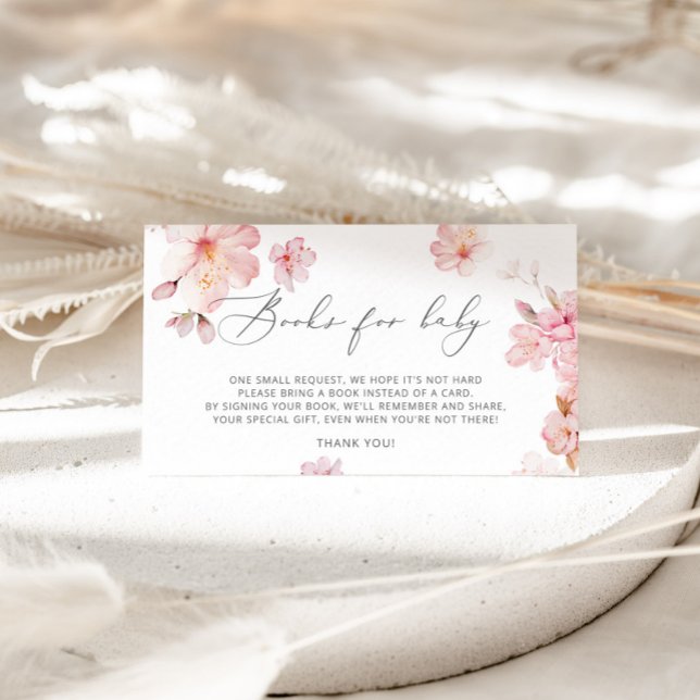 Carte D'accompagnement Livres de fleurs de cerisiers pour billet bébé (Créateur téléchargé)