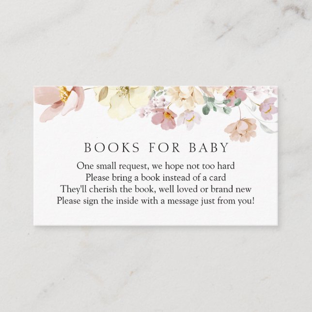 Carte D'accompagnement Livres de fleurs roses pour bébé (Devant)