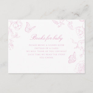 Carte D'accompagnement Livres de la Chinoiserie Rose douce pour bébé