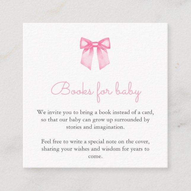 Carte D'accompagnement Livres de livres pour bébé rose (Devant)