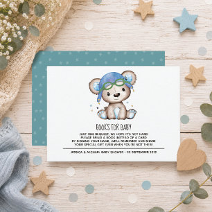 Carte D'accompagnement Livres de l'ours pilote à l'aquarelle pour bébé