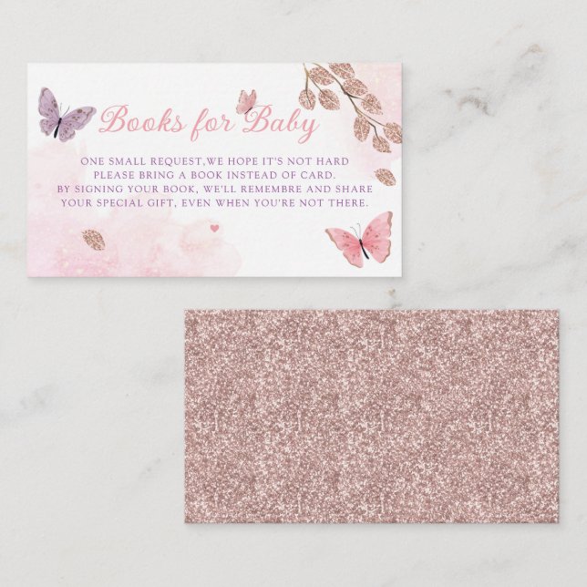 Carte D'accompagnement Livres de Parties scintillant Boho pour Baby showe (Devant / Derrière)
