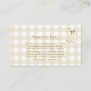 Carte D'accompagnement Livres de petite oie à carreaux beige pour bébé