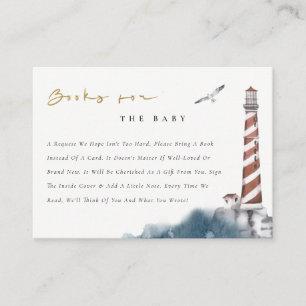 Carte D'accompagnement Livres de phare bleu rougeâtre pour Baby Shower
