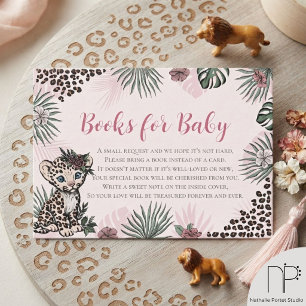 Carte D'accompagnement Livres de safari roses pour bébé Léopard Cub