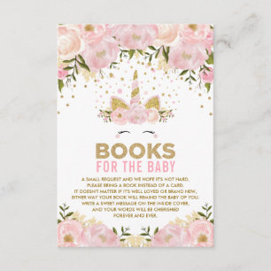 Carte D'accompagnement Livres de Unicorne rose florale pour bébé fille