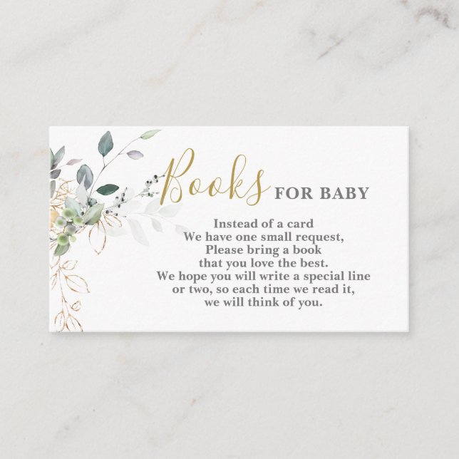 Carte D'accompagnement Livres de verdure simples pour Baby Card (Devant)