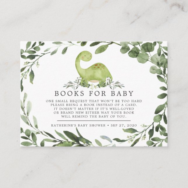 Carte D'accompagnement Livres Dinosaures Pour Baby Baby shower Card (Devant)