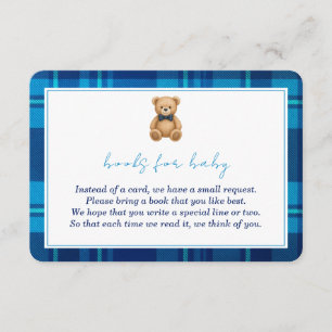 Carte D'accompagnement Livres d'ours classiques Preppy Blue Plaid pour bé